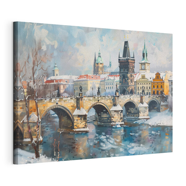 Quadri Ponte sull'acqua con edifici e neve (COD: s40378) Quadri Quadri Ponte sull'acqua con edifici e neve (COD: s40378)