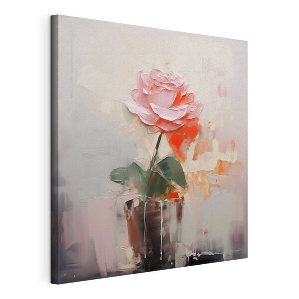 Quadri Dipinto raffigurante una rosa rosa in un vaso (COD: s40515) Quadri Quadri Dipinto raffigurante una rosa rosa in un vaso (COD: s40515)