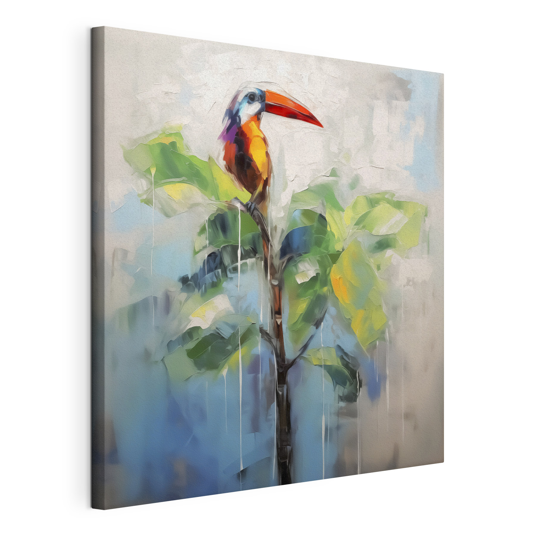 Painting of a bird on a branch Painting of a bird on a branch