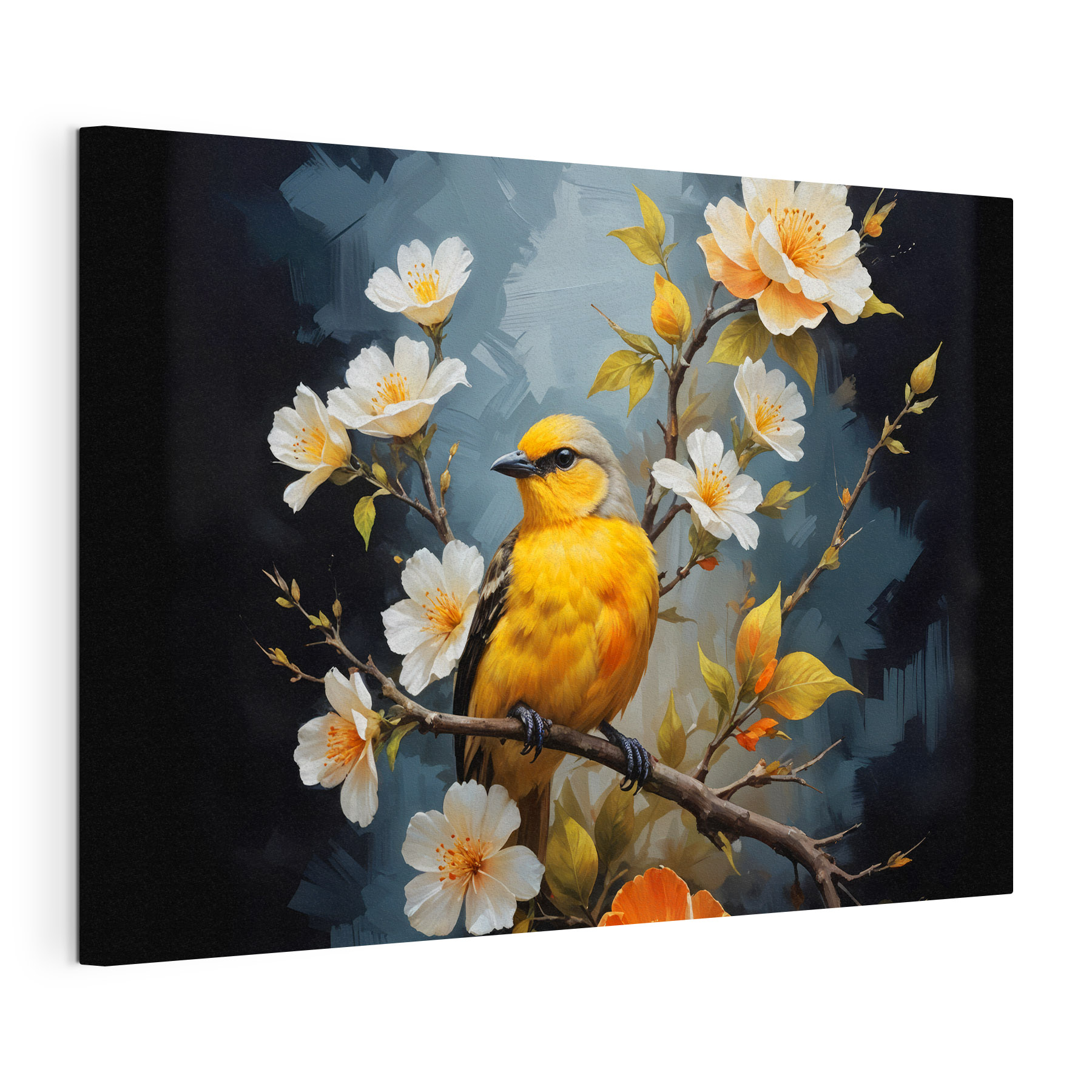 Bird on a branch with flowers