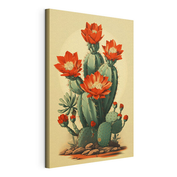 Quadri Cactus con fiori rossi