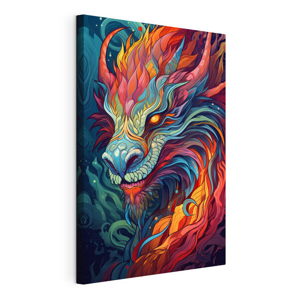 Un'opera d'arte colorata raffigurante un drago Quadri Un'opera d'arte colorata raffigurante un drago