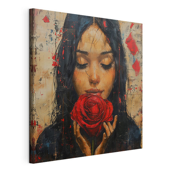 Quadri Quadri Dipinto raffigurante una donna con una rosa rossa in mano (COD: s40898)