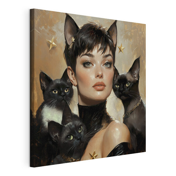 Quadri Quadri Donna con dei gatti al collo (COD: s41344)