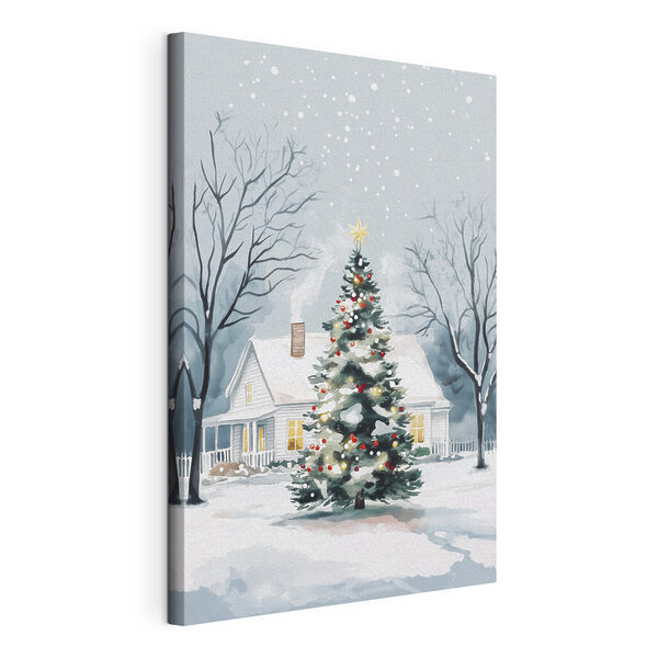 Albero di Natale davanti a una casa Quadri Albero di Natale davanti a una casa