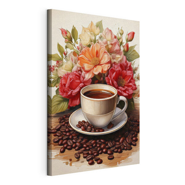 Quadri Una tazza di caffè e dei fiori