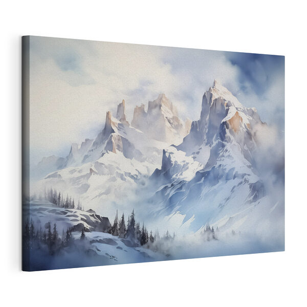 Quadri Quadri Catena montuosa innevata con alberi (COD: s41471)