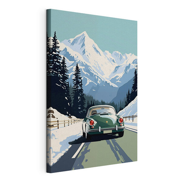 Quadri Quadri Auto che percorre una strada innevata (COD: s41478)
