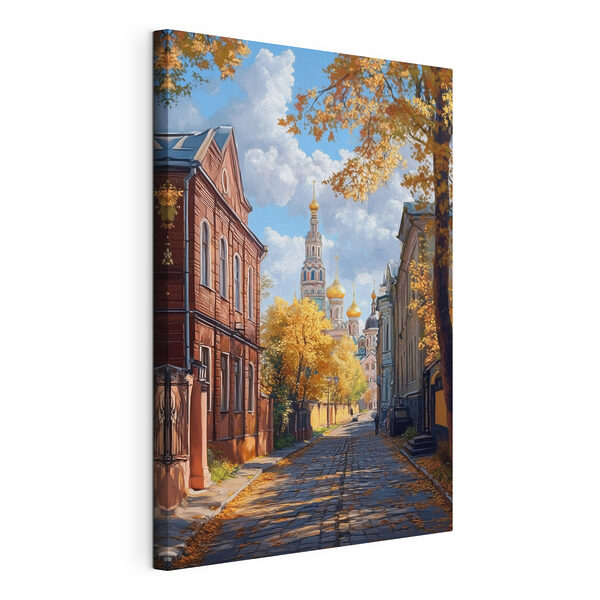 Via con edifici e alberi Quadri Via con edifici e alberi