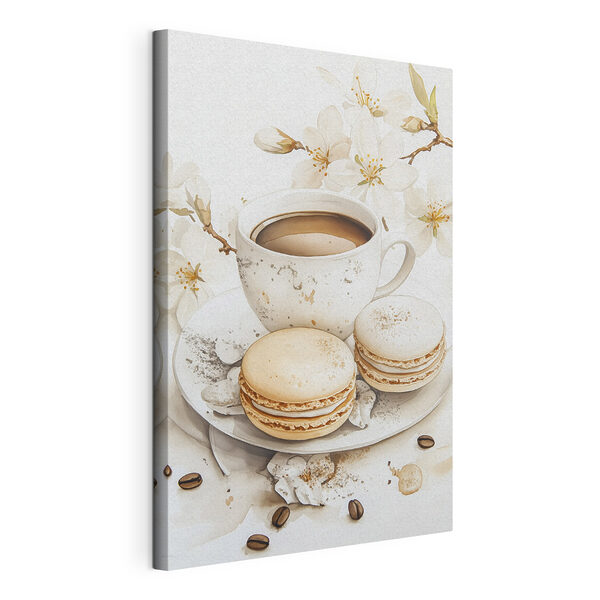 Una tazza di caffè e dei biscotti su un piatto Quadri Una tazza di caffè e dei biscotti su un piatto