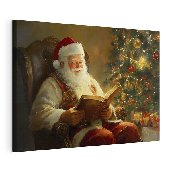Quadri Dipinto raffigurante Babbo Natale che legge un libro