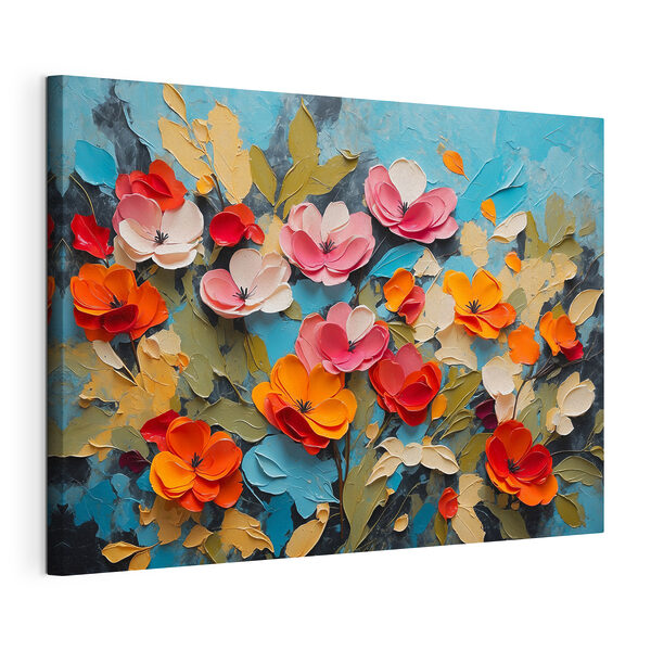 Quadri Quadri Dipinto di fiori su fondo blu (COD: s42255)