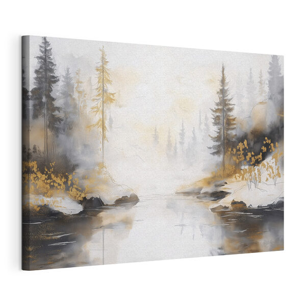 Quadri Acquerello raffigurante un fiume con alberi e nebbia (COD: s42375) Quadri Quadri Acquerello raffigurante un fiume con alberi e nebbia (COD: s42375)