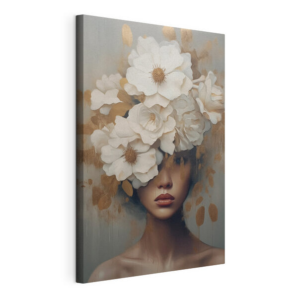 Dipinto raffigurante una donna con dei fiori tra i capelli Quadri Dipinto raffigurante una donna con dei fiori tra i capelli