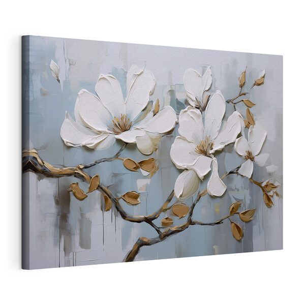 Dipinto raffigurante fiori bianchi su un ramo Quadri Dipinto raffigurante fiori bianchi su un ramo