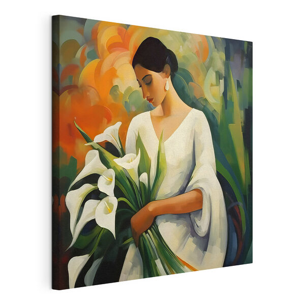 Quadri Quadri Dipinto raffigurante una donna con dei fiori in mano (COD: s42818)
