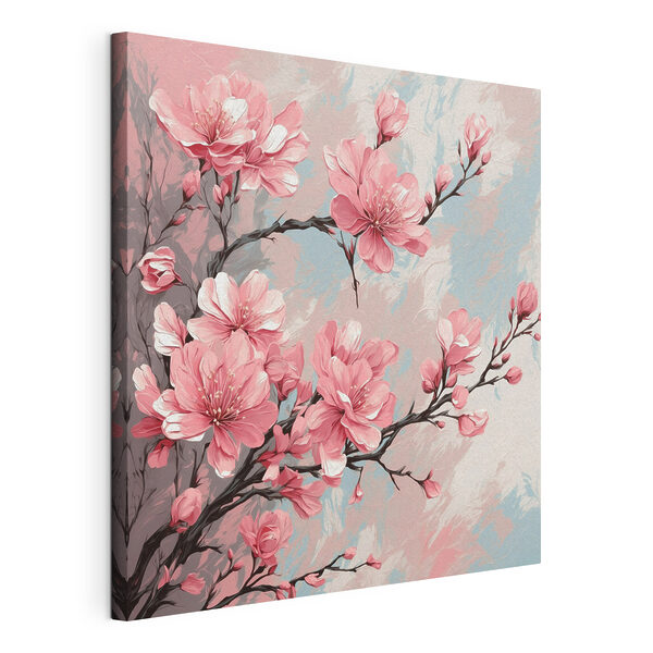 Dipinto raffigurante fiori rosa su un ramo Quadri Dipinto raffigurante fiori rosa su un ramo