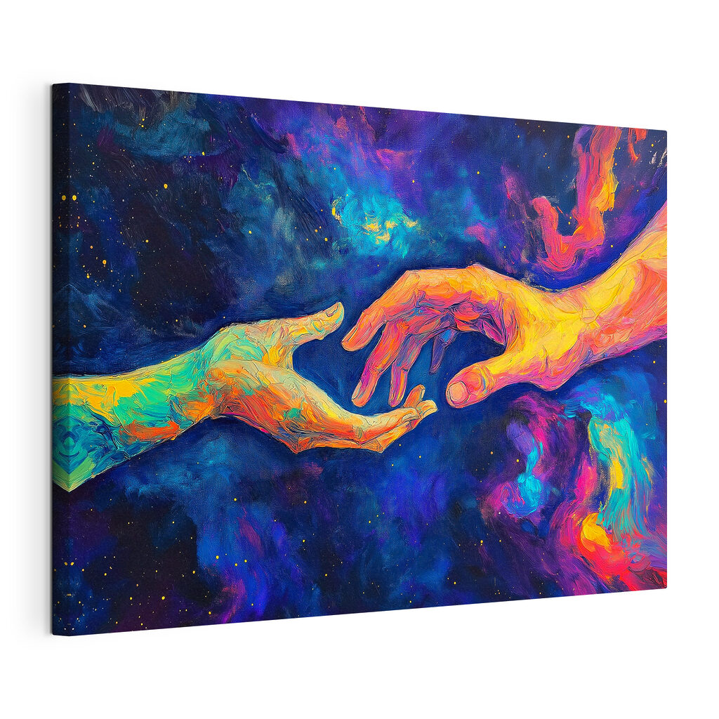 Painting of two hands touching each other