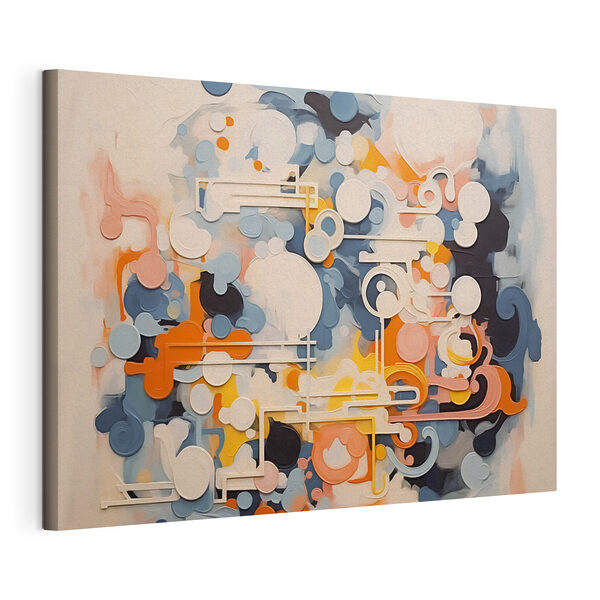 Quadri Opera d'arte dai colori vivaci con linee e cerchi bianchi (COD: s43227) Quadri Quadri Opera d'arte dai colori vivaci con linee e cerchi bianchi (COD: s43227)