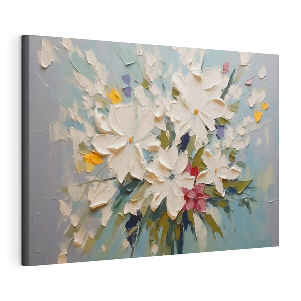 Quadri Quadri Dipinto di fiori su fondo blu (COD: s43348)