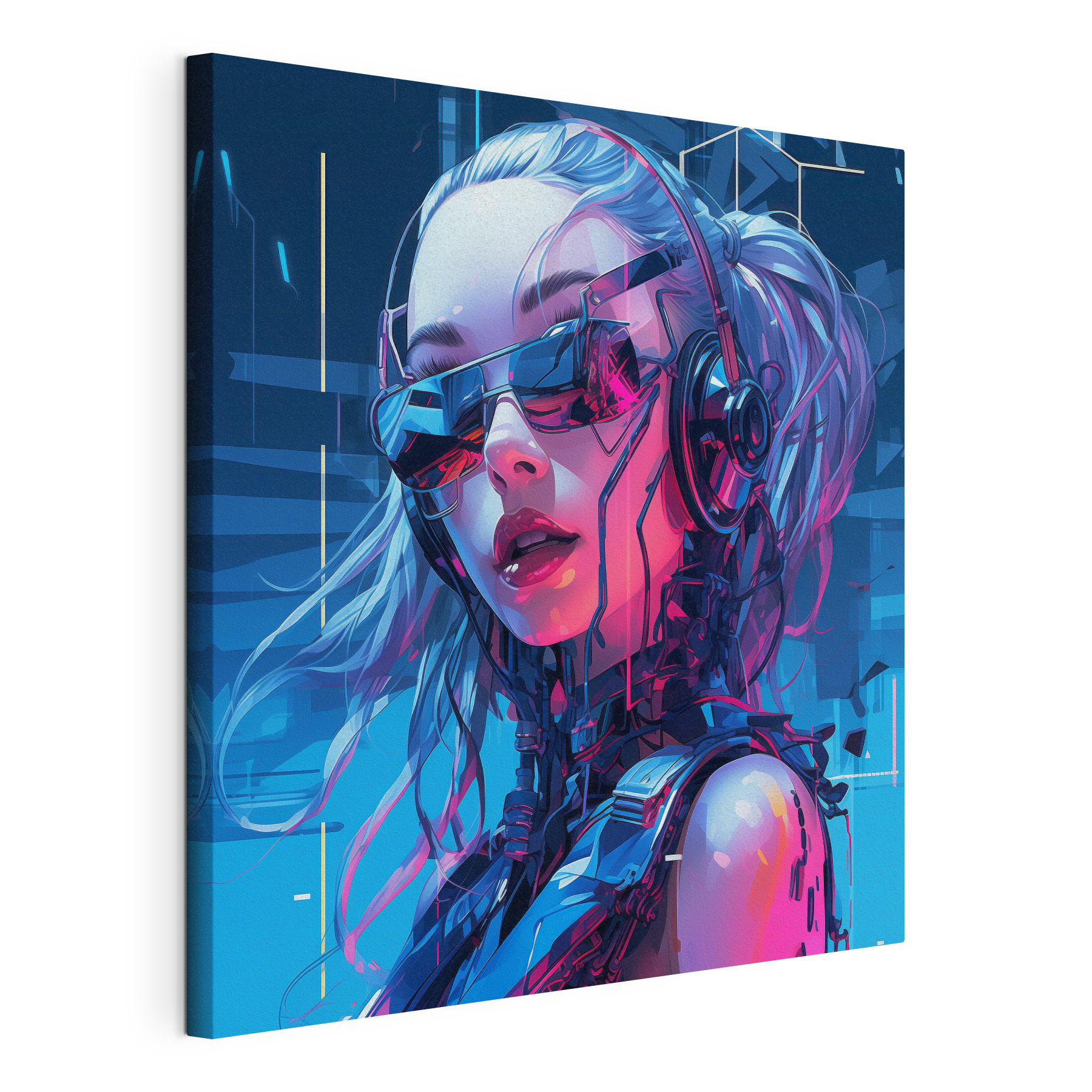 Woman wearing headphones and sunglasses Woman wearing headphones and sunglasses