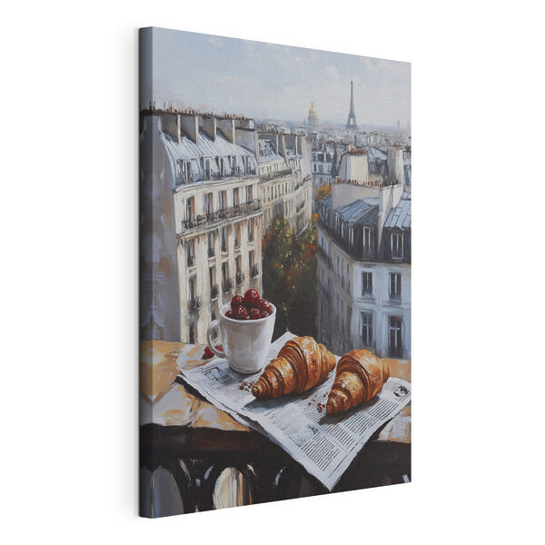 Quadri Una tazza di caffè e dei croissant su un tavolo con degli edifici sullo sfondo (COD: s43892) Quadri Quadri Una tazza di caffè e dei croissant su un tavolo con degli edifici sullo sfondo (COD: s43892)