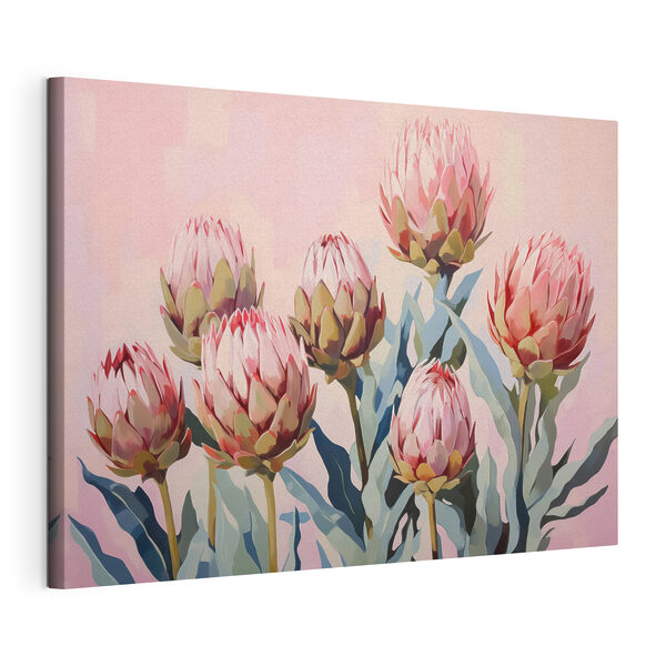 Dipinto di fiori su sfondo rosa Quadri Dipinto di fiori su sfondo rosa