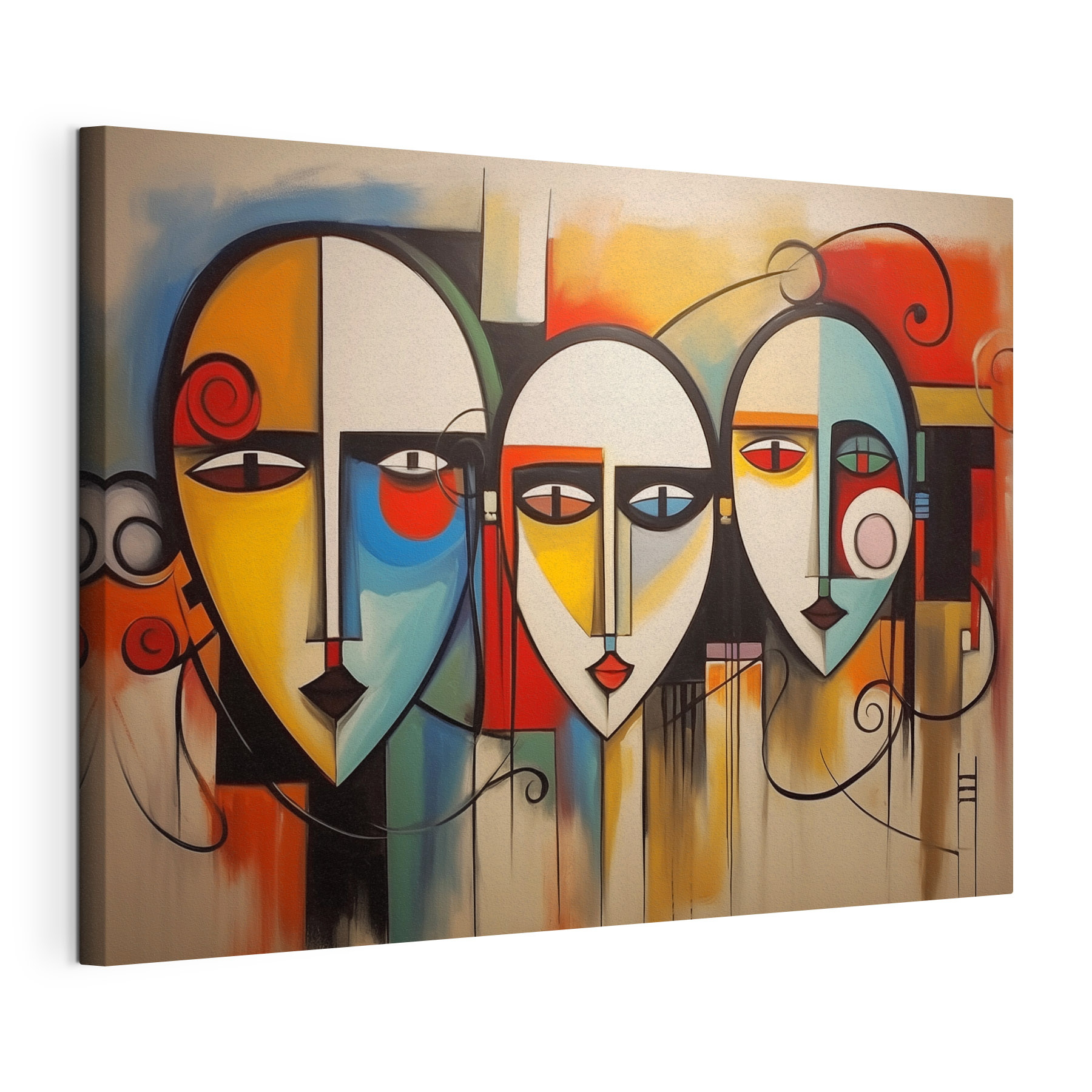 Colorful abstract faces with unique expressions