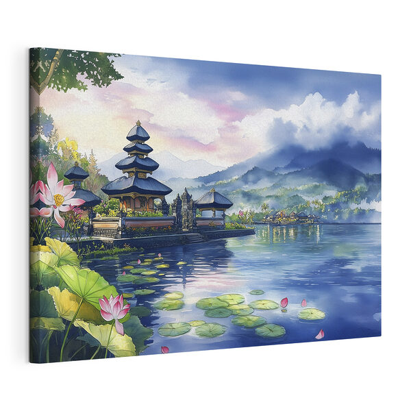 Quadri Acquerello raffigurante un lago con una pagoda e ninfee (COD: s44148) Quadri Quadri Acquerello raffigurante un lago con una pagoda e ninfee (COD: s44148)