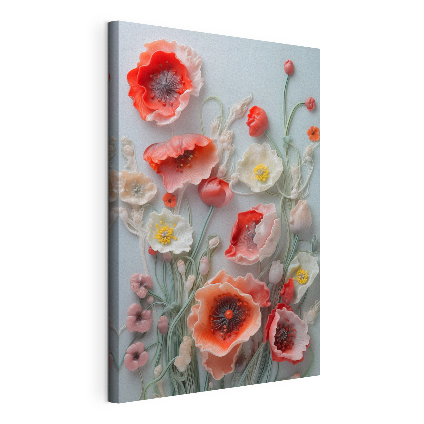 Group of flowers on a white surface