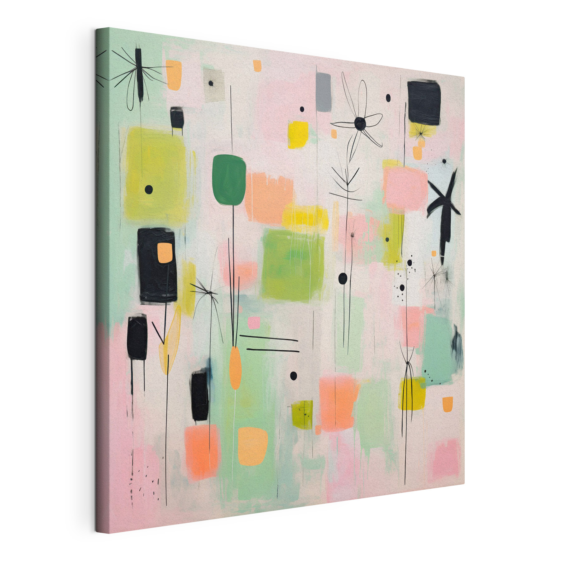 Painting of squares and flowers