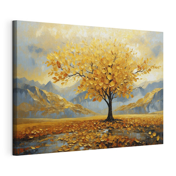Quadri Albero con foglie gialle in un campo