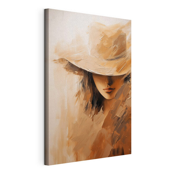Dipinto raffigurante il volto di una donna con un cappello Quadri Dipinto raffigurante il volto di una donna con un cappello