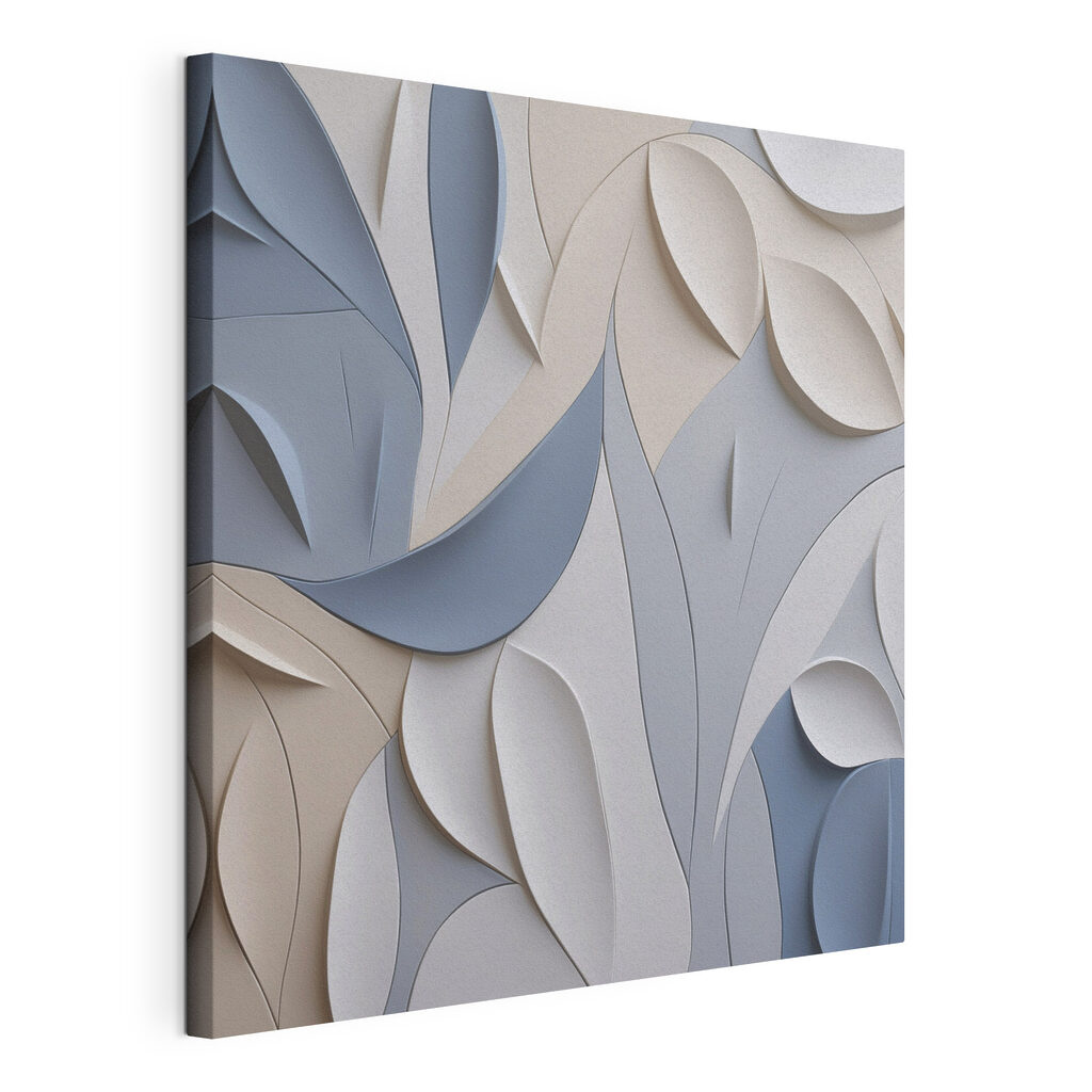 Wall with white and blue leaves Wall with white and blue leaves
