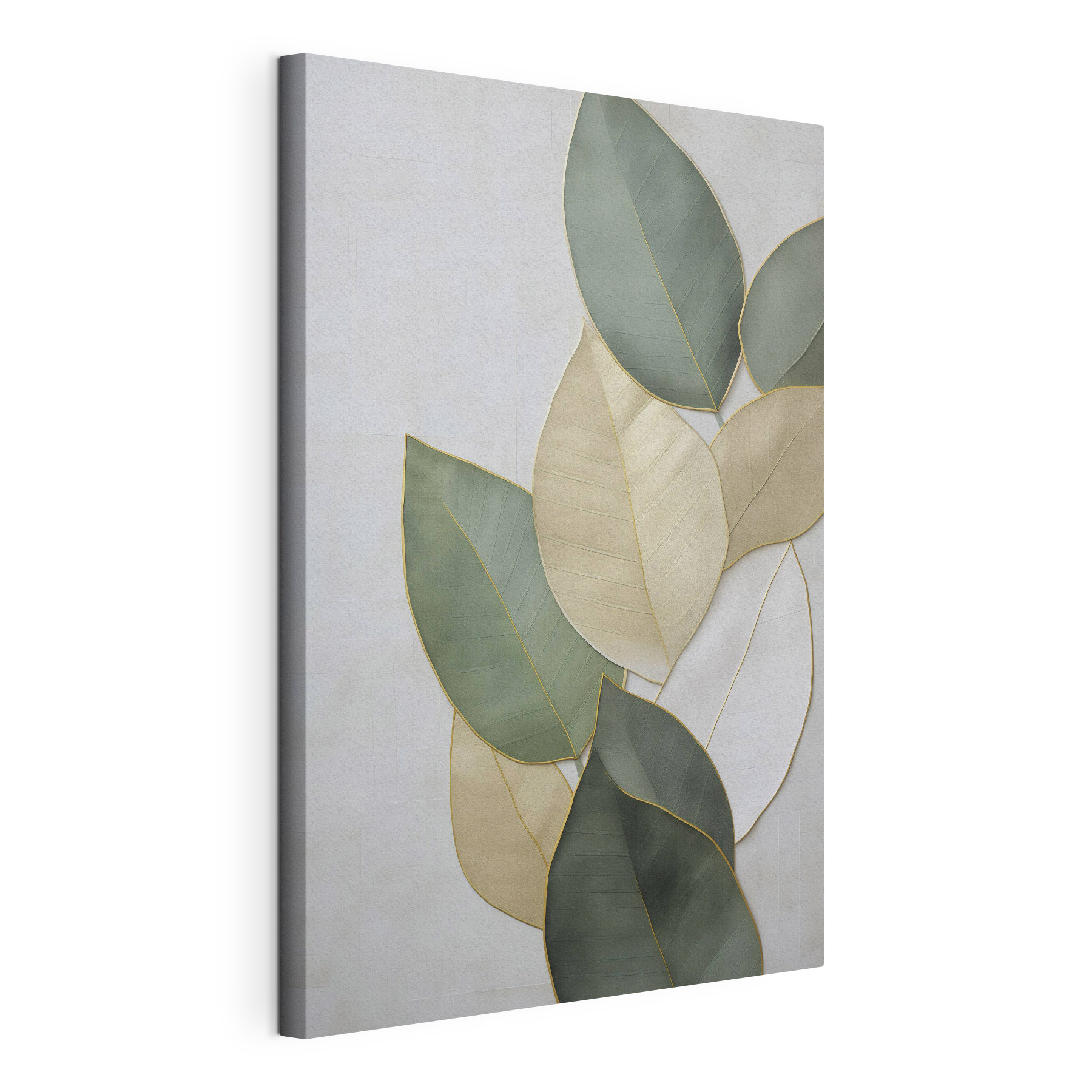 Group of leaves on a white surface