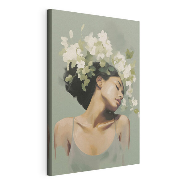 Donna con dei fiori tra i capelli Quadri Donna con dei fiori tra i capelli