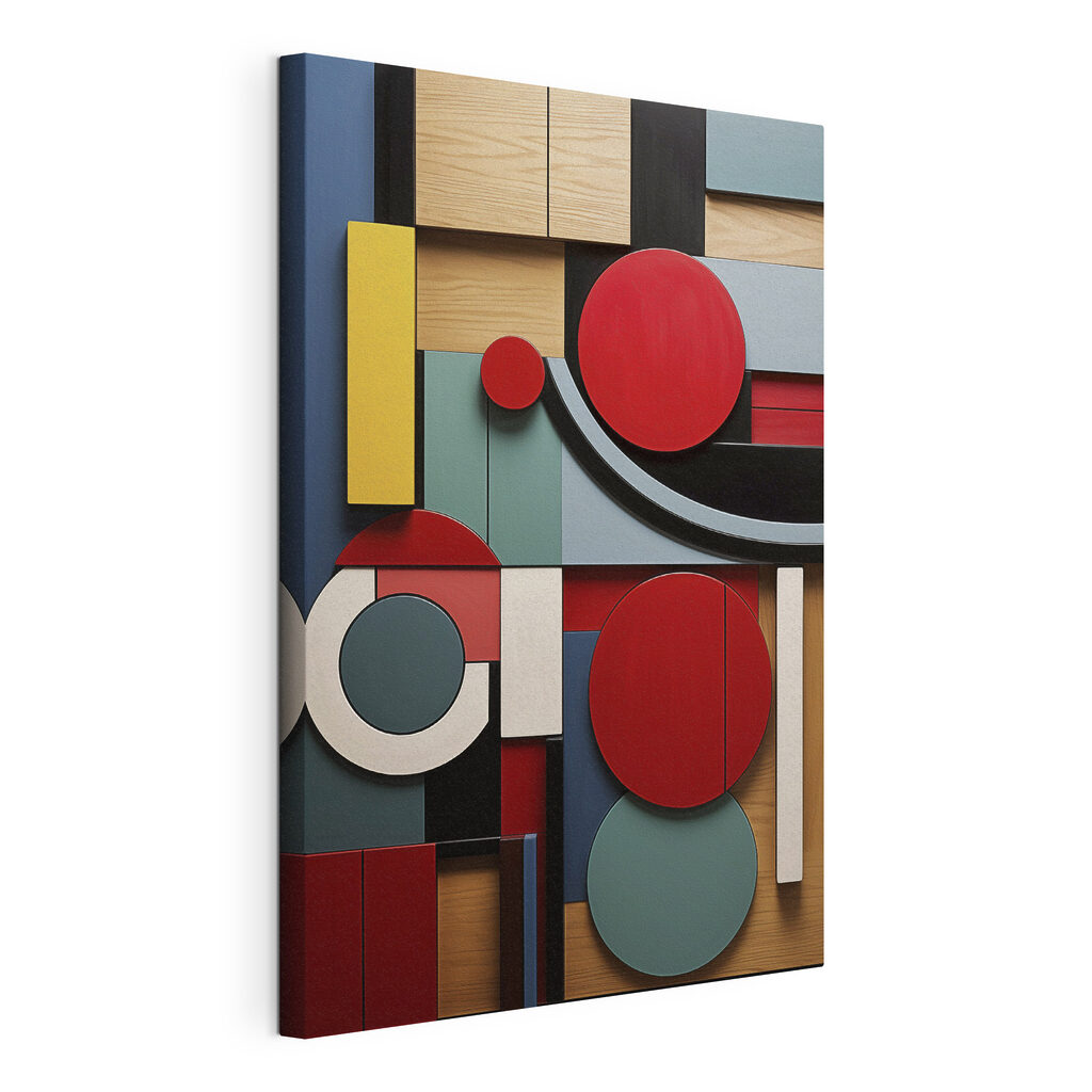 Colorful art piece with circles and squares Colorful art piece with circles and squares