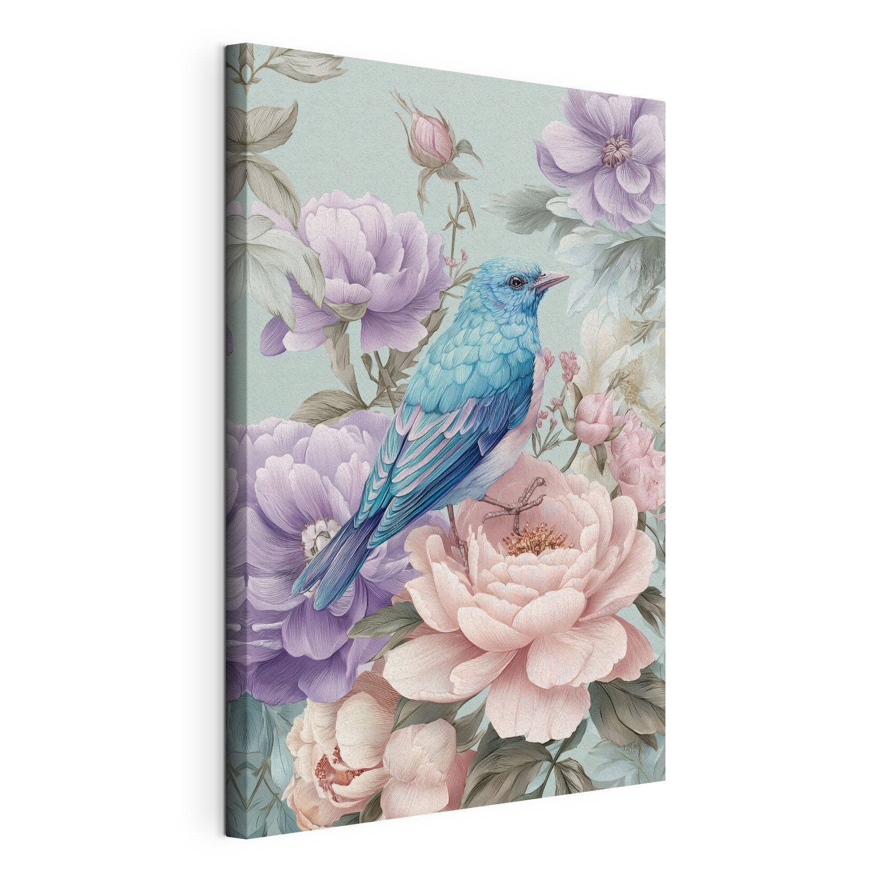 Blue bird sitting on a flower