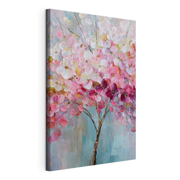 Quadri Dipinto raffigurante un albero con fiori rosa