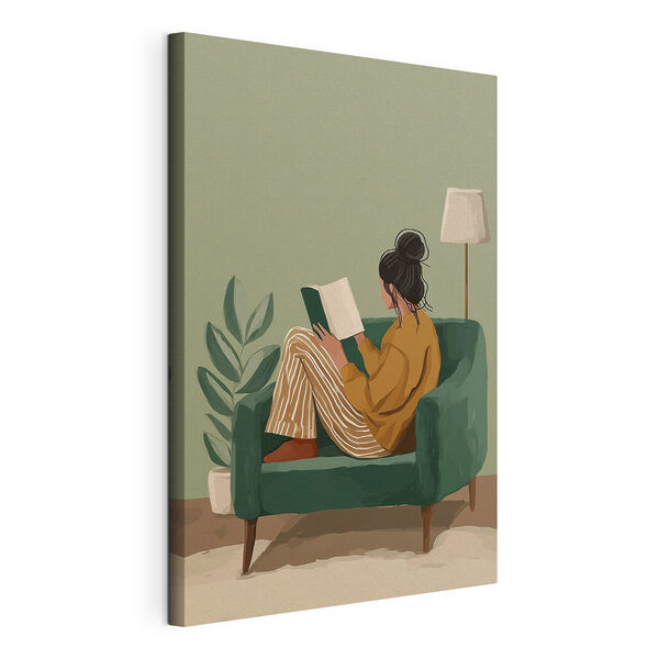 Donna seduta su una sedia che legge un libro Quadri Donna seduta su una sedia che legge un libro