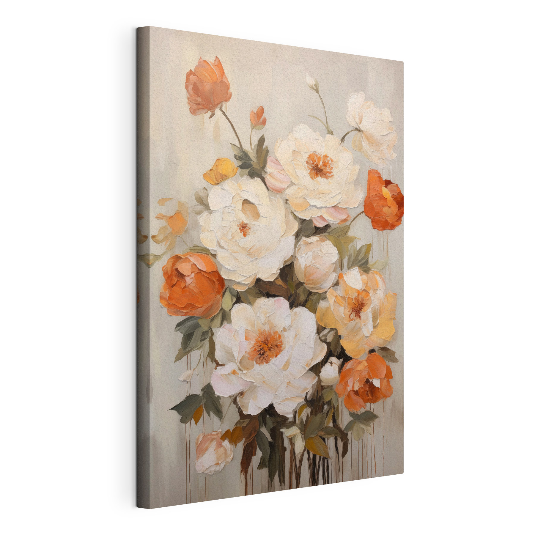 Painting of flowers on a white surface Painting of flowers on a white surface