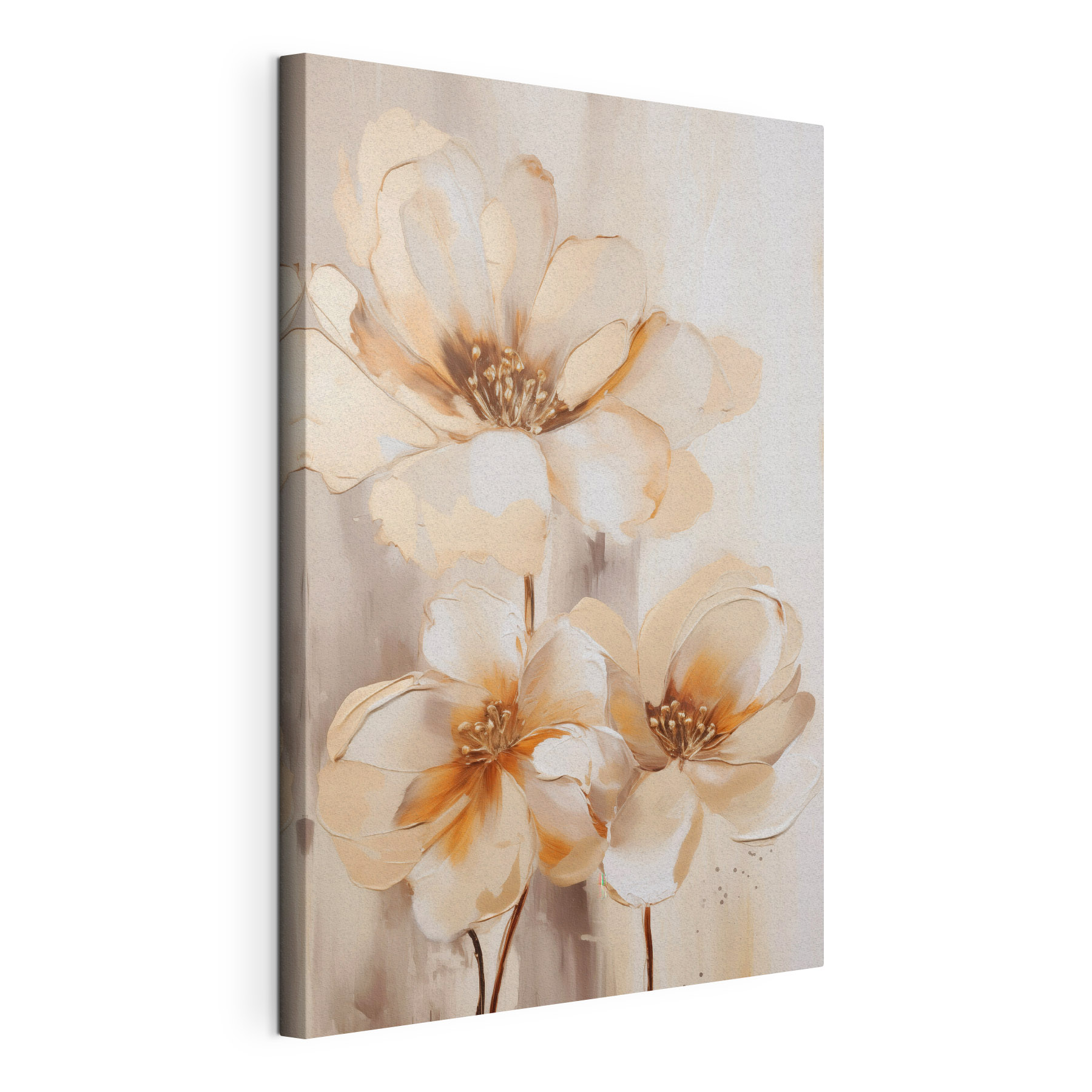 Painting of flowers on a white surface Painting of flowers on a white surface