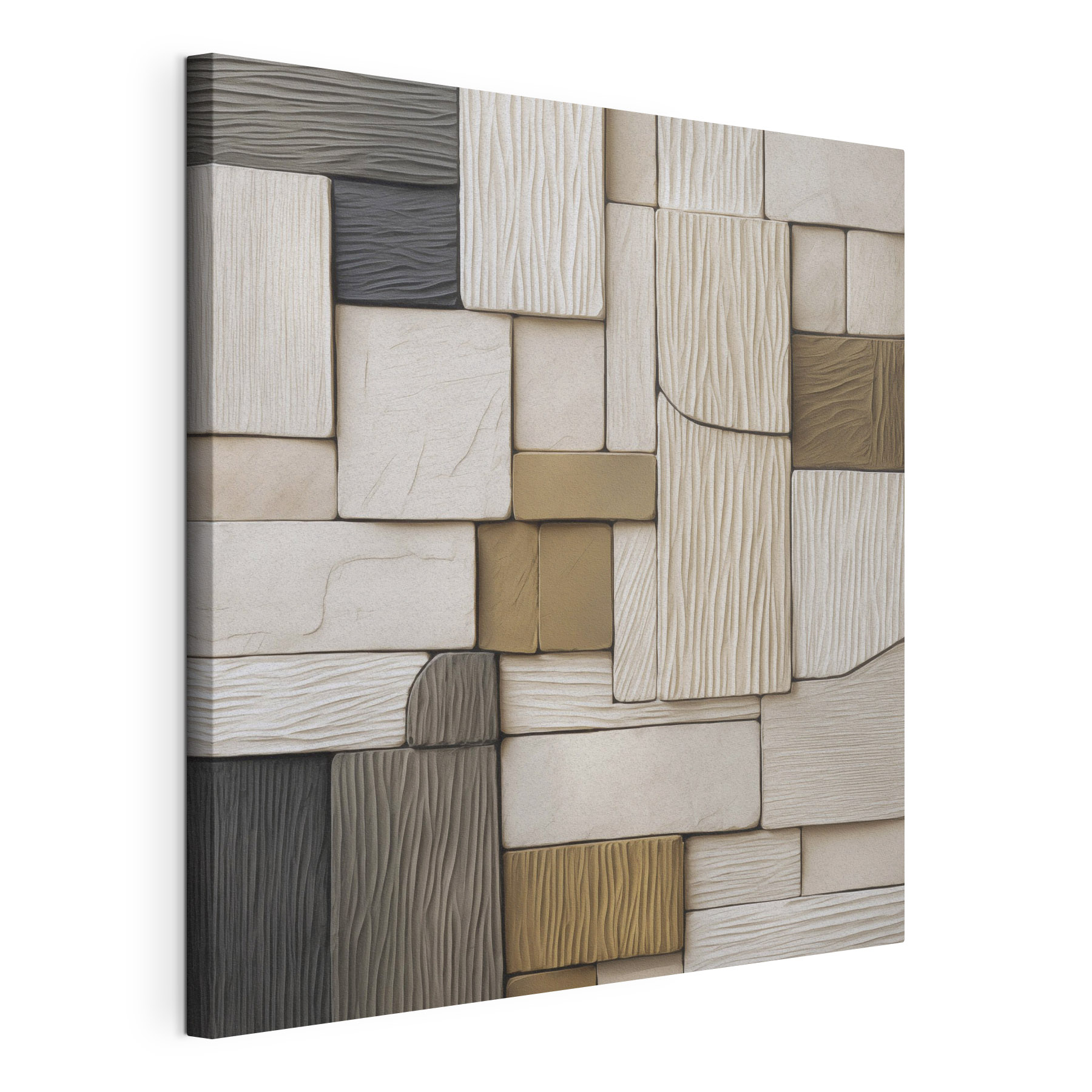Wall of wood blocks