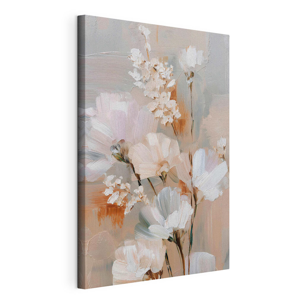 Painting of flowers on a white surface