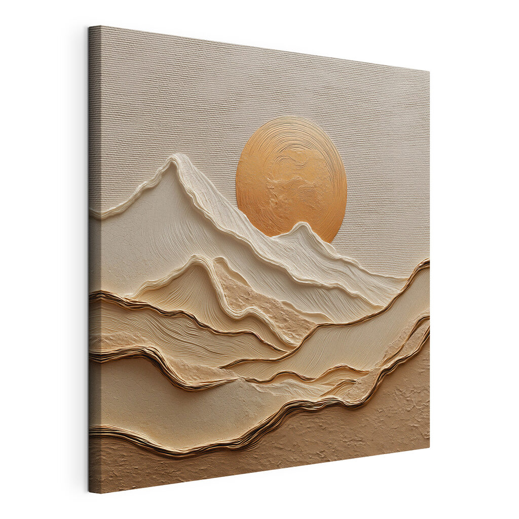 Painting of mountains and sun Painting of mountains and sun