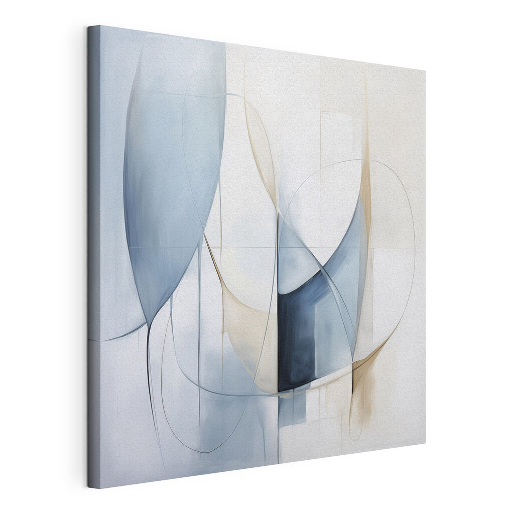 Painting of a blue and white art Painting of a blue and white art