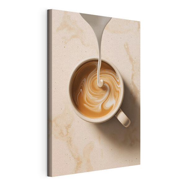 Una tazza di caffè in cui si versa del latte Quadri Una tazza di caffè in cui si versa del latte