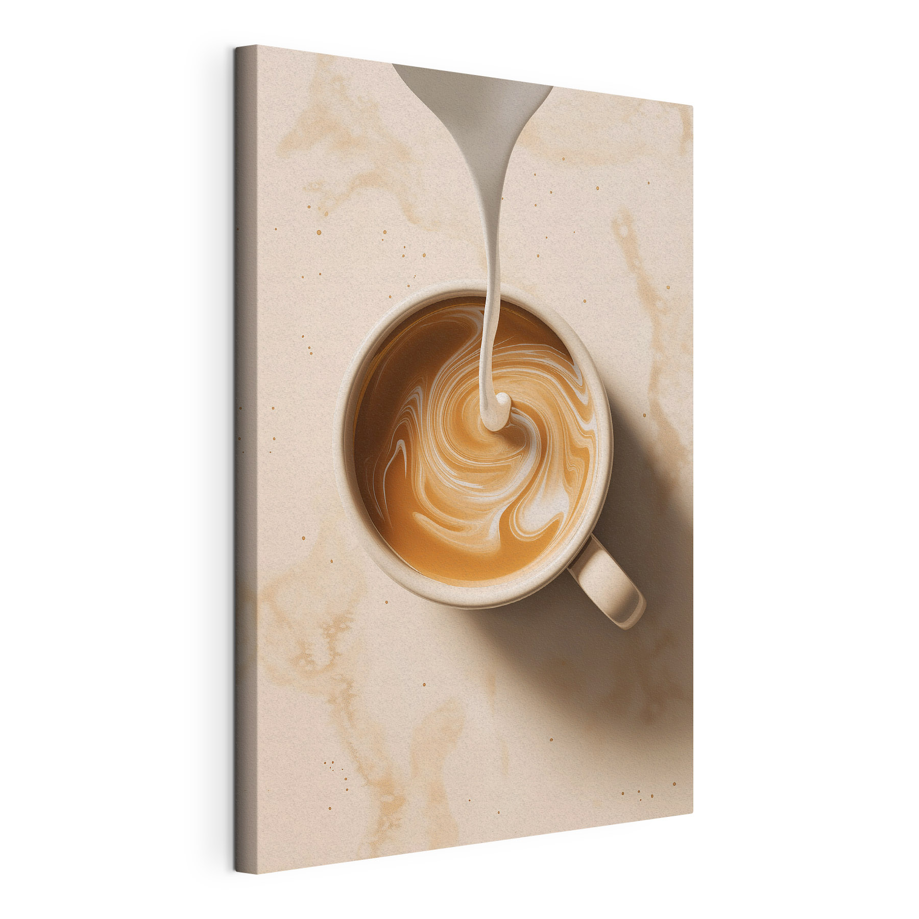 Cup of coffee with milk pouring into it Cup of coffee with milk pouring into it