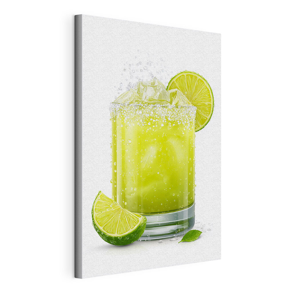 Glass of lime juice with ice and lime slices