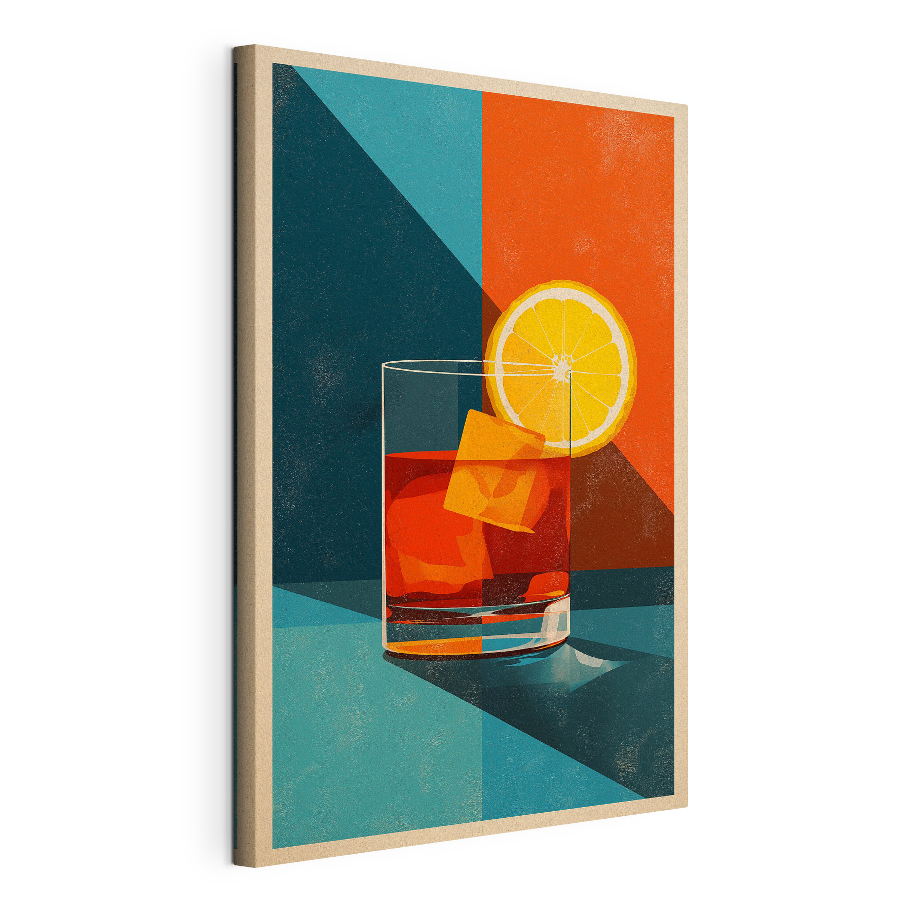 Glass of alcohol with ice and a slice of lemon Glass of alcohol with ice and a slice of lemon